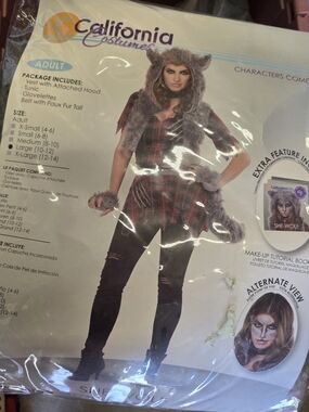 California Costumes She-Wolf  Costume - Gray Faux Fur Hood and Tail